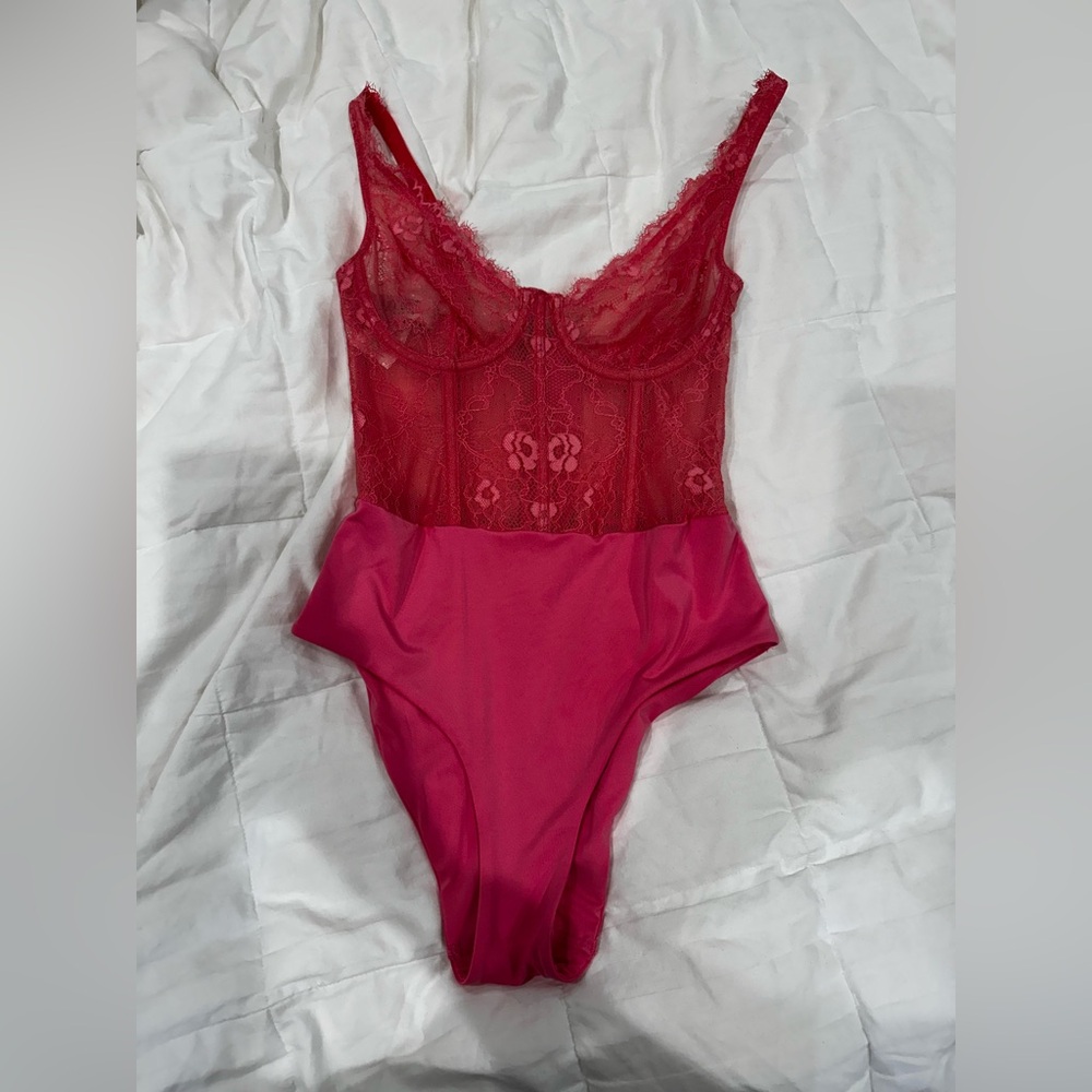 House of CB Red Lace Bodysuit Top